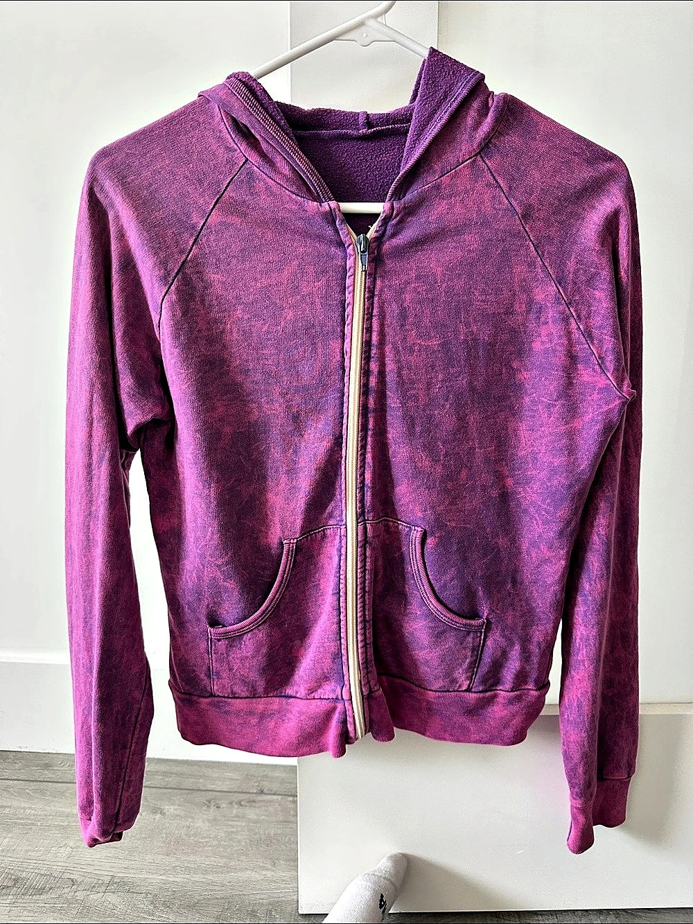 Tie dye pink/ Purple Zip Front Hoodie